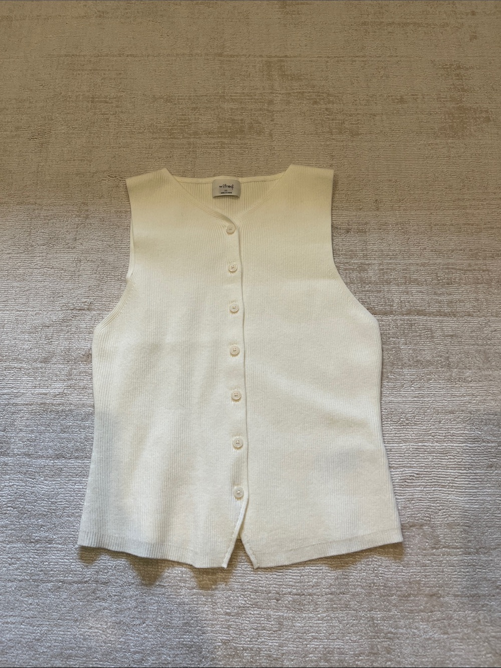 Aritzia Cream Button-Front Knit Vest - Picture 2 of 4